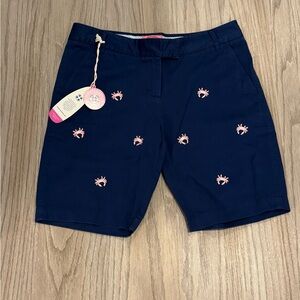 CASTAWAY CLOTHING Boating Shorts Navy Crab Embroidered Shorts 8 NEW